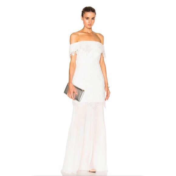 Self-Portrait Off-the-shoulder Guipure Gown - Picture 1 of 10
